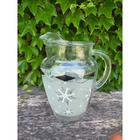 Anchor Hocking Atomic Snowflake Glass Pitcher w/ Ice Lip - Retro MCM  Mid-Centur - Picture 2 of 4